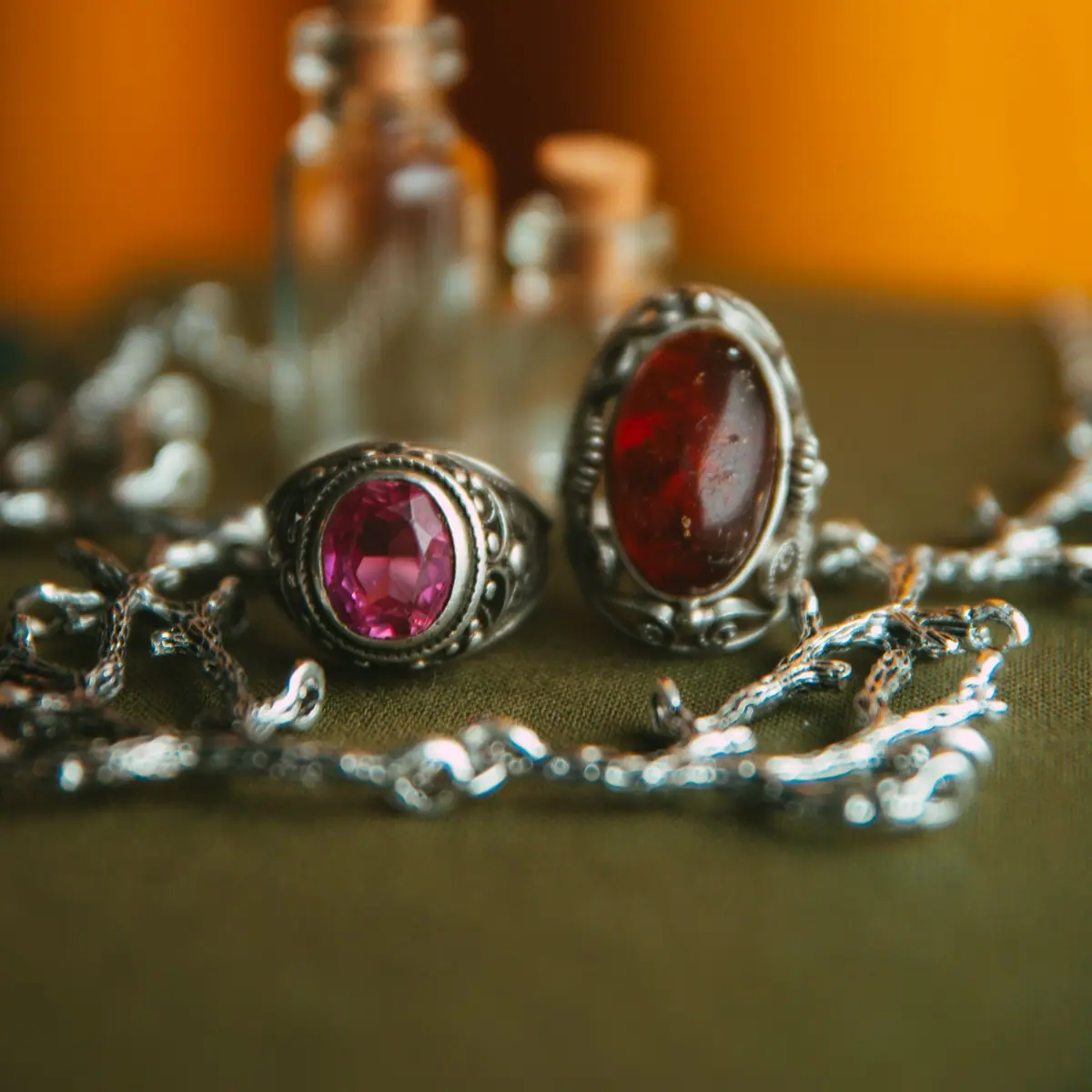 Garnet Taşlı Etnik Gümüş Yüzük
